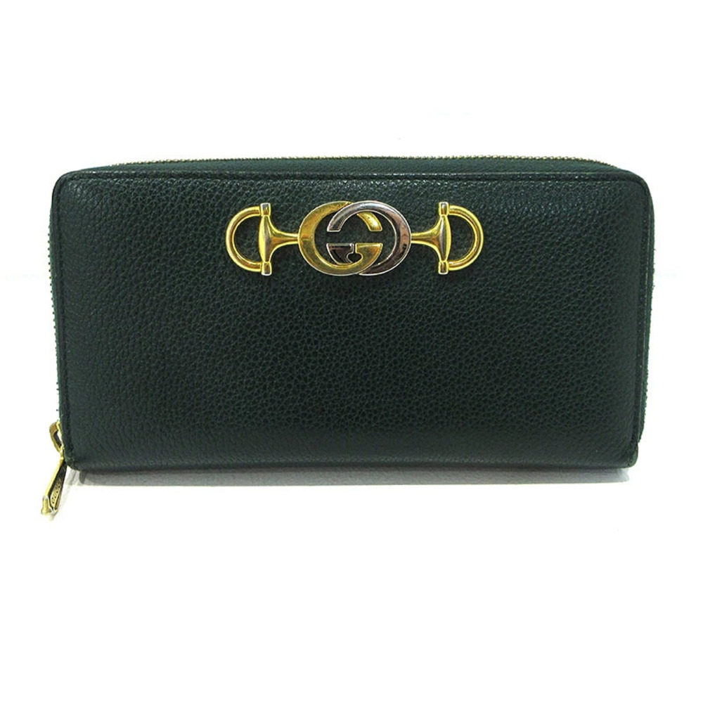 Gucci Zumi Round Zip Long Wallet Green